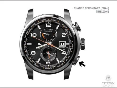 World Time A-T Black Dial Genuine Crocodile Strap AT9010-28F | CITIZEN